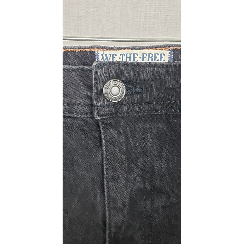 Free People We The Free Midnight Black Jeans 31 Curvy Mona Flare Split Hem NWT - Picture 3 of 11